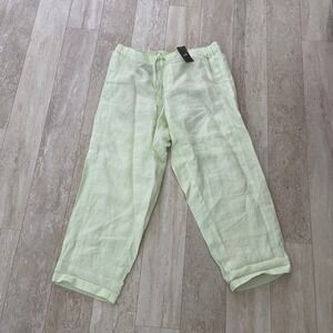 NEW J Jill Love Linen Cropped Pull On Capri Pant Green Lightweight Size L Petite